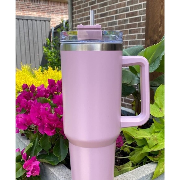 40oz Stainless Steel Tumbler –Insulated Double Wall w/ Handle, Straw & Twist Lid - Picture 7 of 16